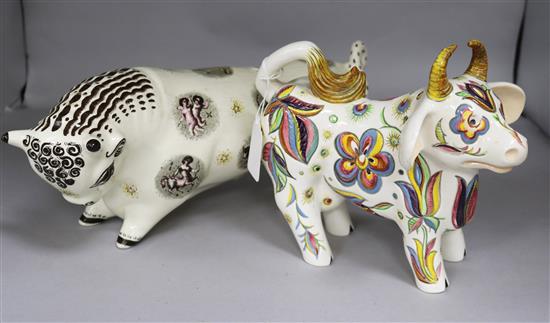 One Wedgwood bull and one Wedgwood & Co. bull including Zodiac
